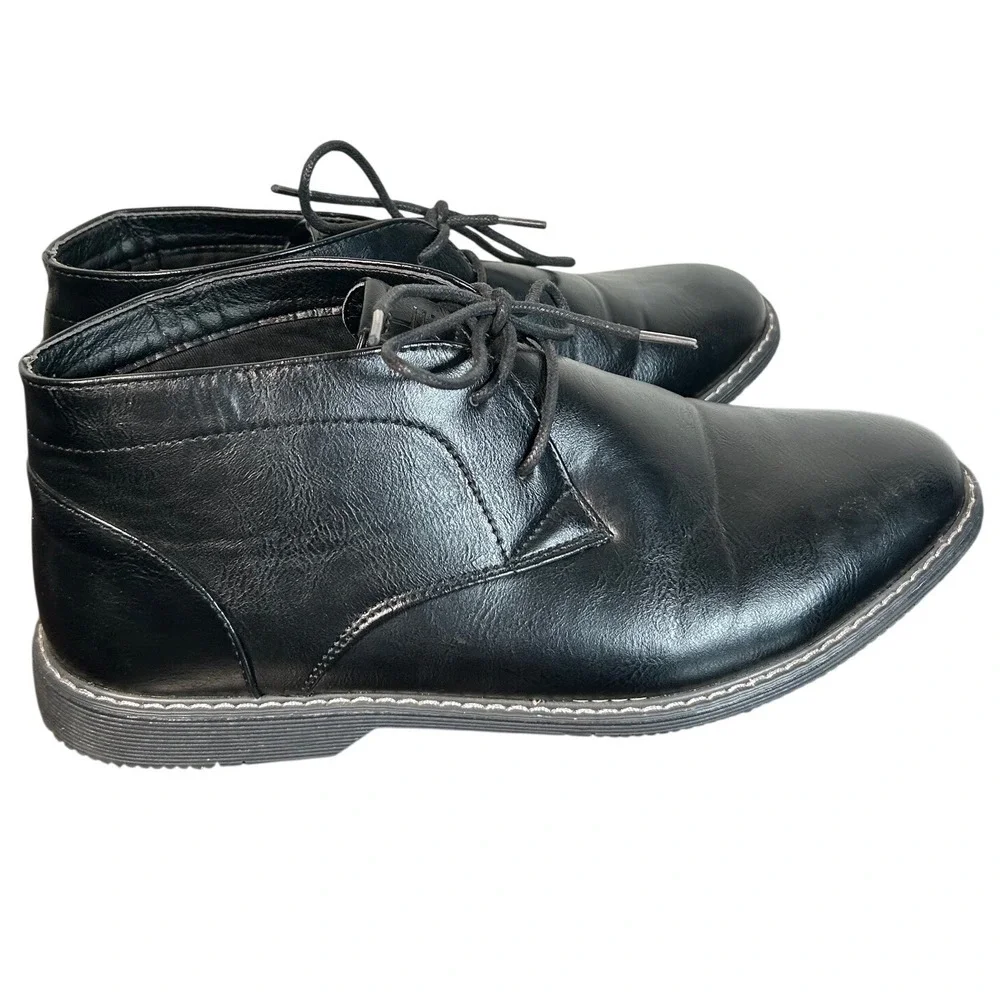 London Fog Mens Blackburn Boots Black Chukka Lace Up Memory Foam Size 10M